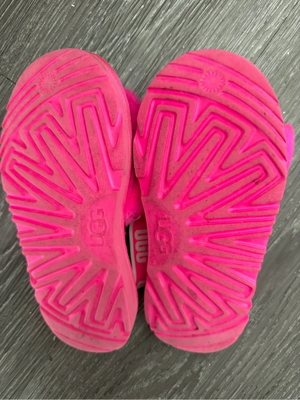 UGG Kids Hot Pink Fuzzette Slide Sandals